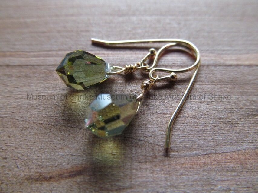 k14gfOK★モスアクアマリンカラーひと粒ピアスイヤリング