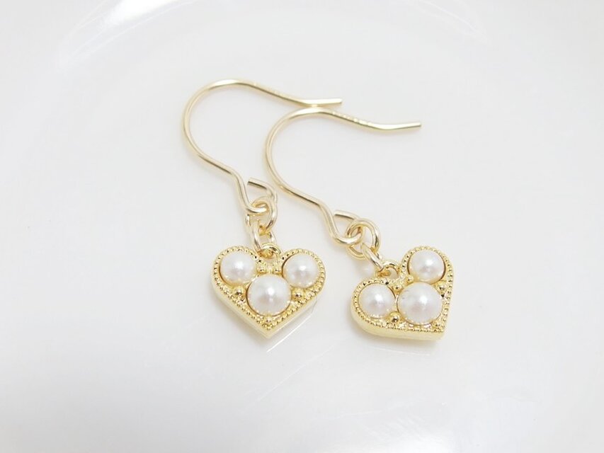 *K14GF***P162* パール＆ハート☆プチピアス
