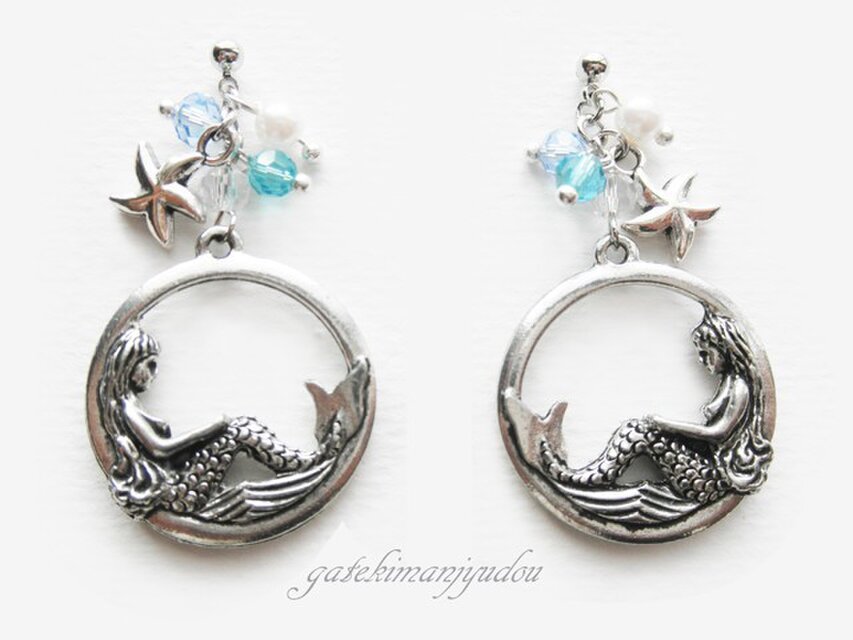 【M様ご予約品】人魚姫の耳飾り/ブルーストーン