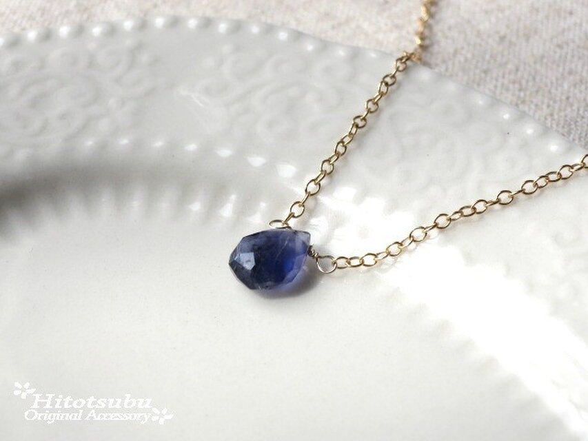 14kgfアイオライト一粒ネックレス