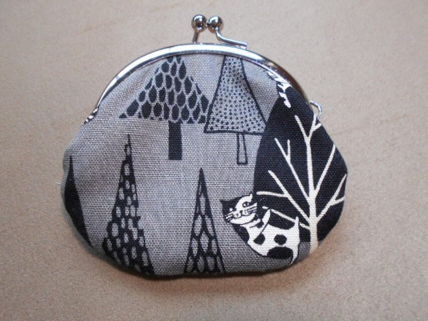 がま口*木登り猫グレー