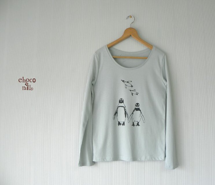 仲良しペンギン長Tシャツ　（レディース/ミント）