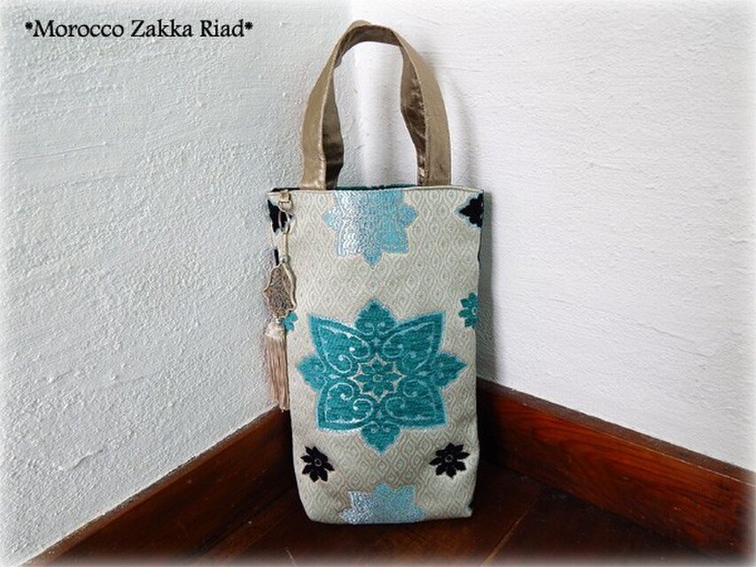 モロカントートバッグ　パウダーブルーｘファティマの手