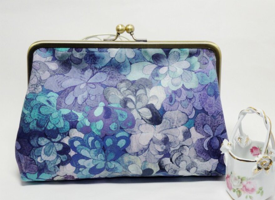 受注作成　リバティ　通帳ケース　エメラルドベイ（ブルー）コーデュロイ