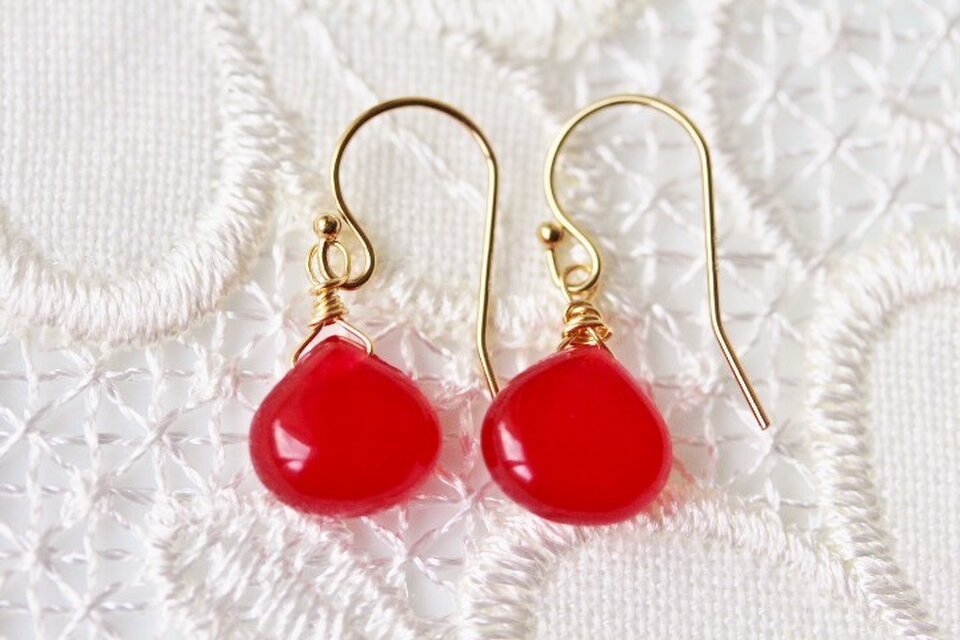 14kgf レッドジェイドピアス