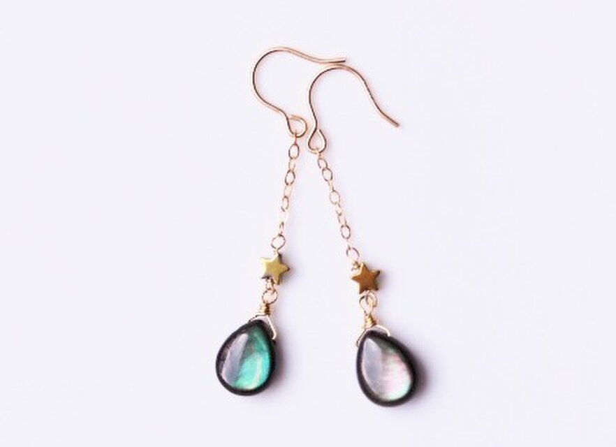 14kgf ブラックシェル☆ピアス