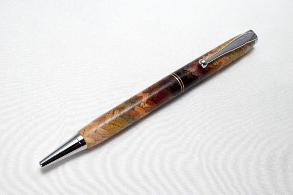 [再出品]【寄木】手作り木製ボールペン スリムライン CROSS替芯