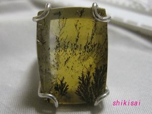 デンドリチッククオーツ　リング　木目金付