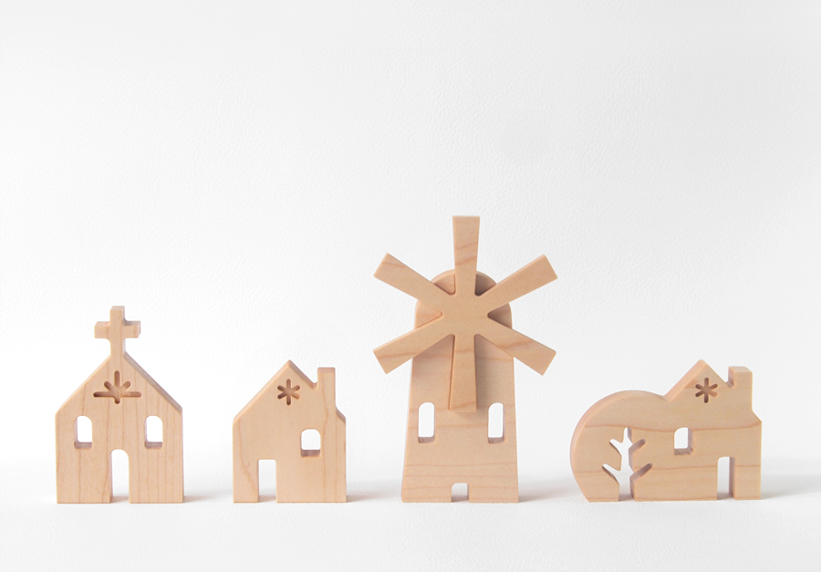 風車のある村（北欧インテリア木置物ウォールシェルフ新居引越し新築祝い家新生活リラックス癒し）