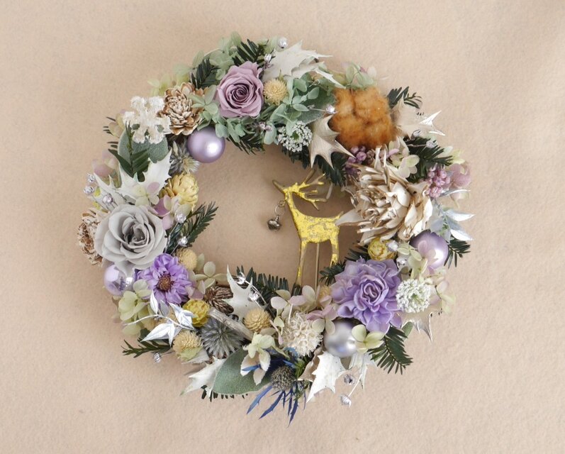 アッシュグリーン＆パープルのクリスマスリース | iichi 日々の