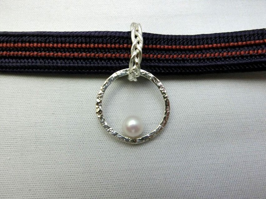 シルバームーン帯留（パール）