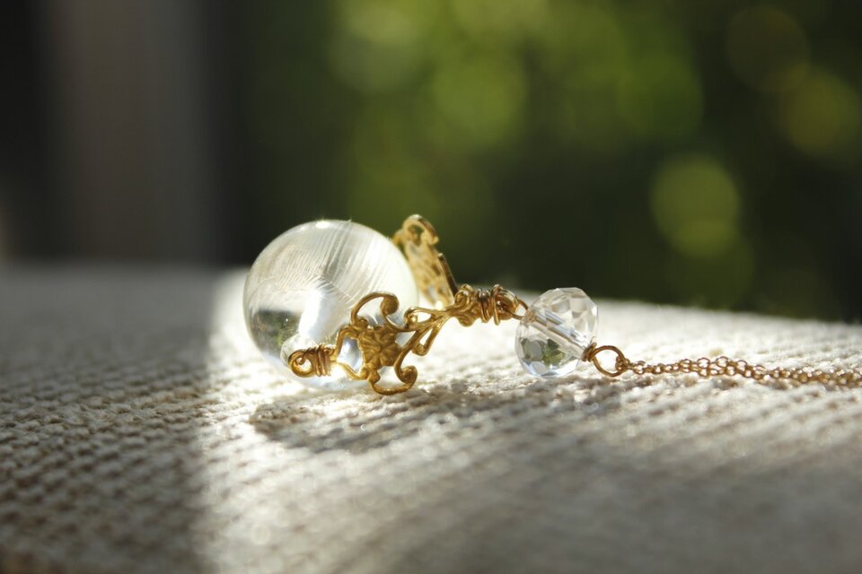 〈Machiko+S〉×〈Cristal-g〉＊蜻蛉玉〈無垢〉+アラベスクドロップのチェーンネックレス