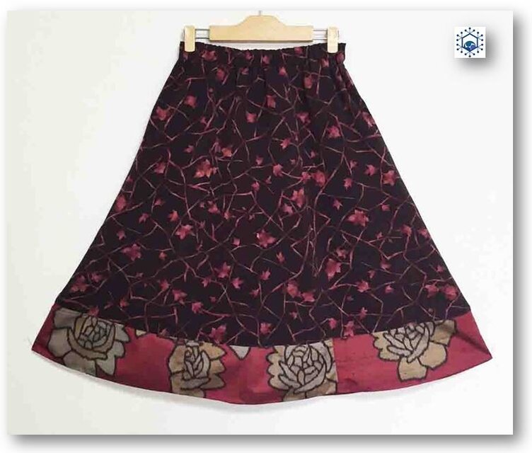 黒鳶（くろとび）色着物リメイクスギャザーフレアスカート28