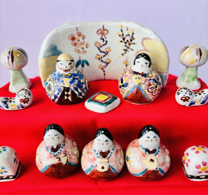 本焼陶器 豆雛15人飾りセット | iichi 日々の暮らしを心地よくする