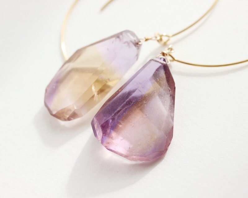 【H様オーダー】ゆらり大粒アメトリンピアス