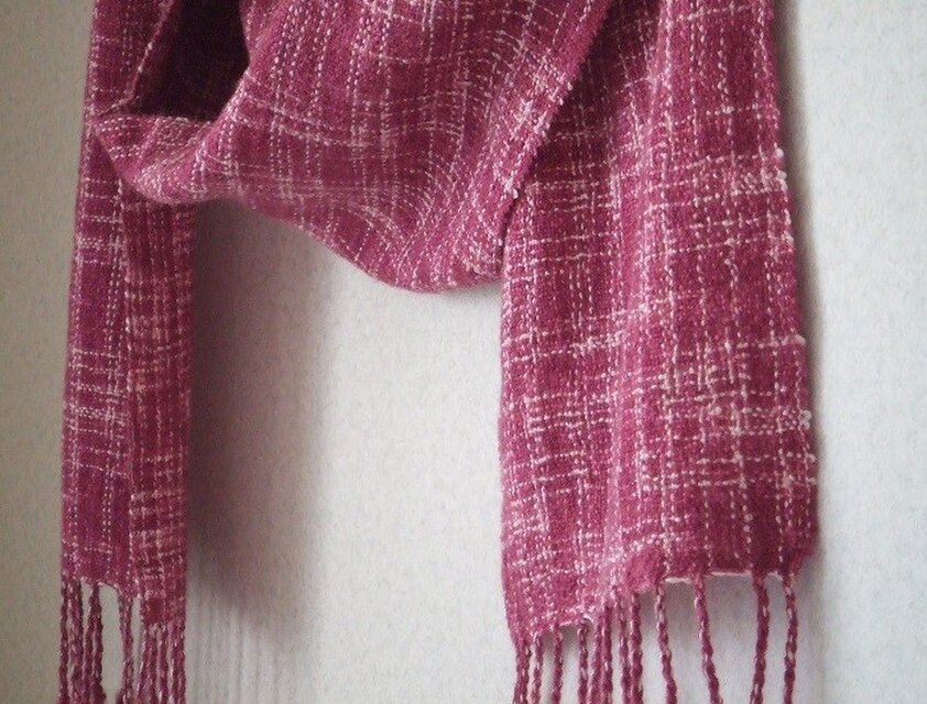 手織りシルクウールマフラー・・カシス