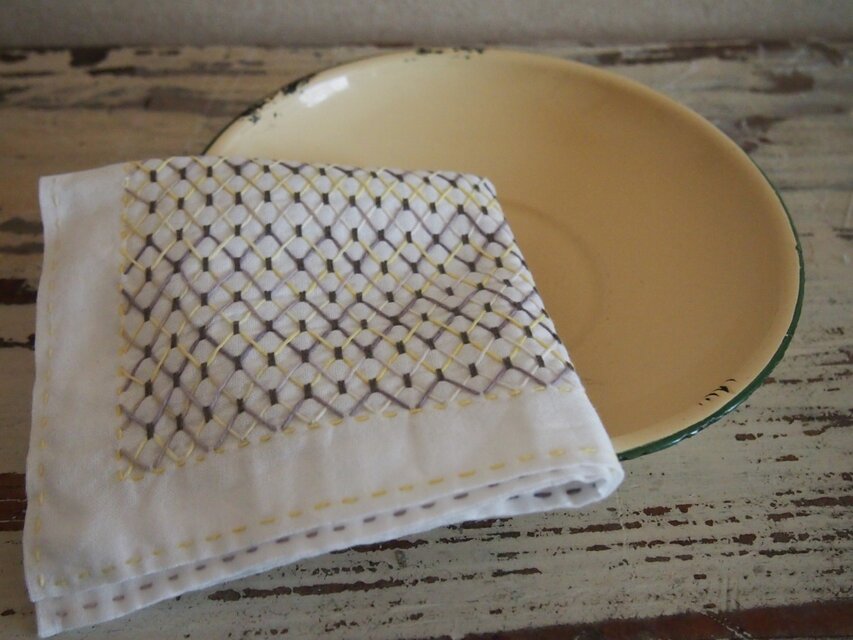 刺し子の花ふきん　金網