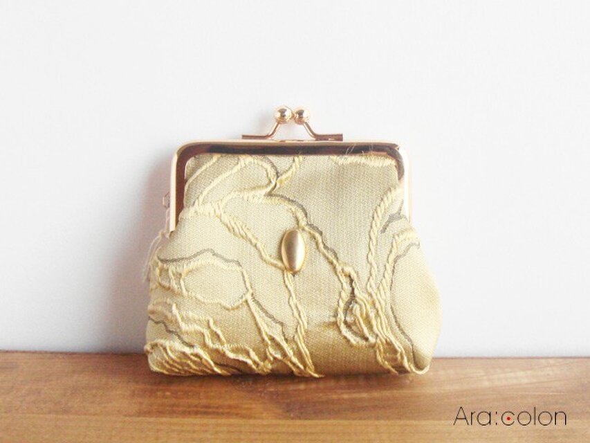 【角丸SS】"elegance"ゴールドがまぐちポーチ/コインケース