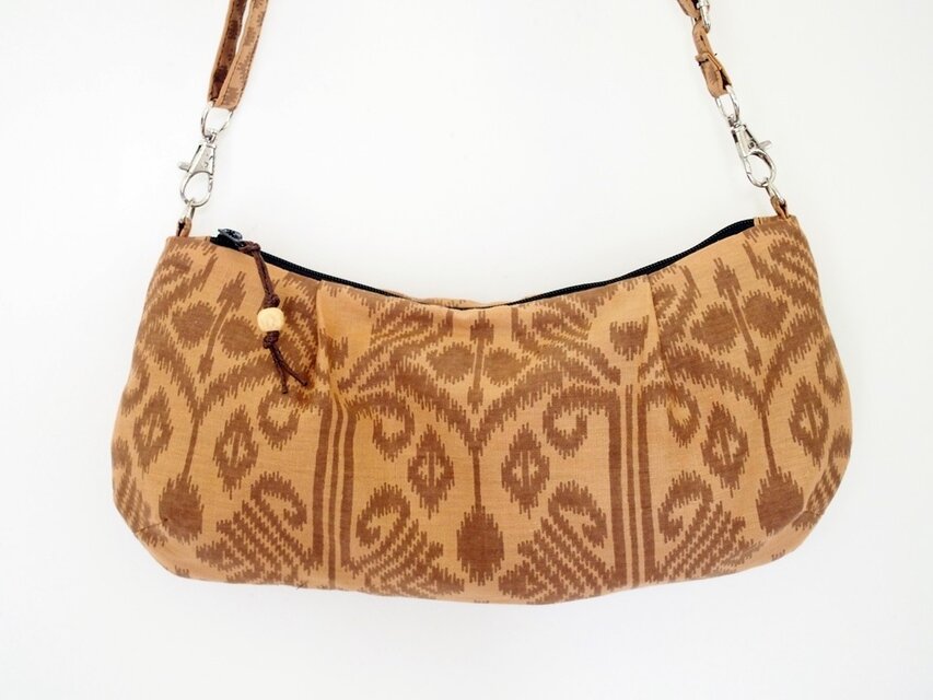 3WAYお散歩ポシェット　絣風プリント　ベージュ10