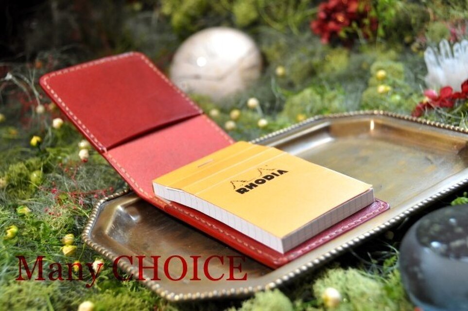 革の宝石ルガトー・ロディアメモ帳ホルダー（赤）