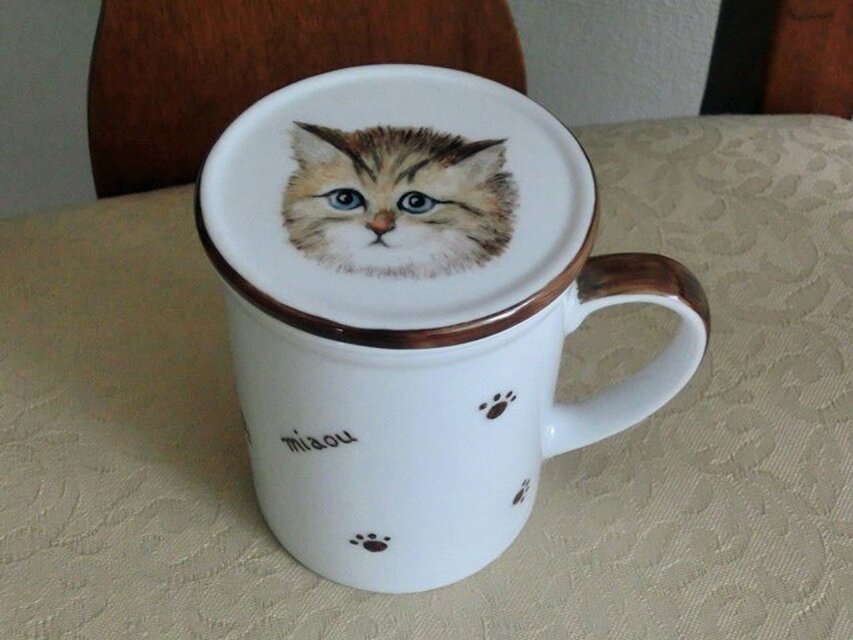 茶漉し付きハーブティーマグカップ＊チンチラゴールデン