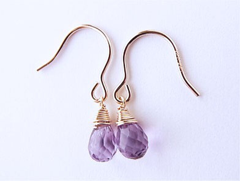 14kgf アメジストブリオレットの一粒ピアス