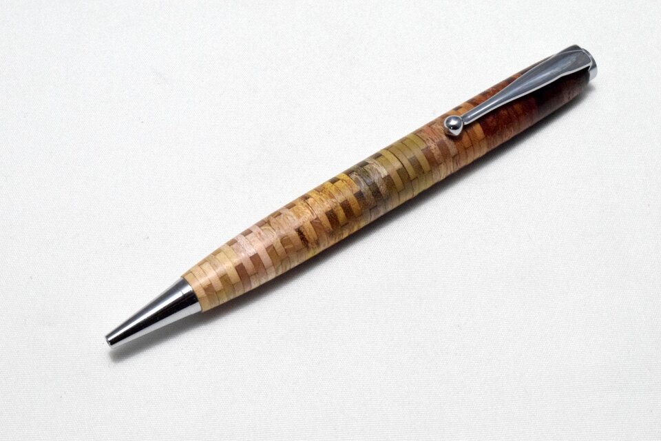 [再出品]【寄木】手作り木製ボールペン スリムライン CROSS替芯