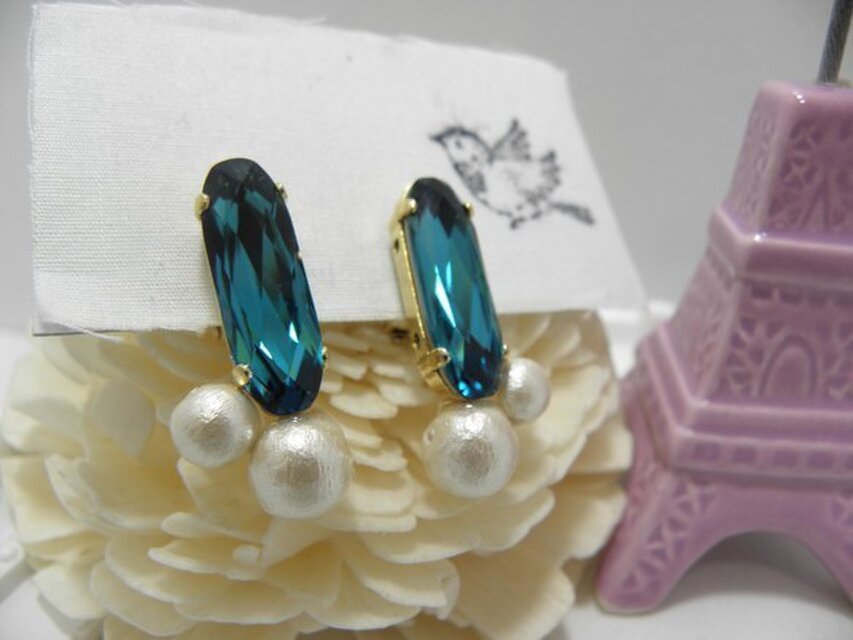 【新作】コットンパールとスワロの大人イヤリング