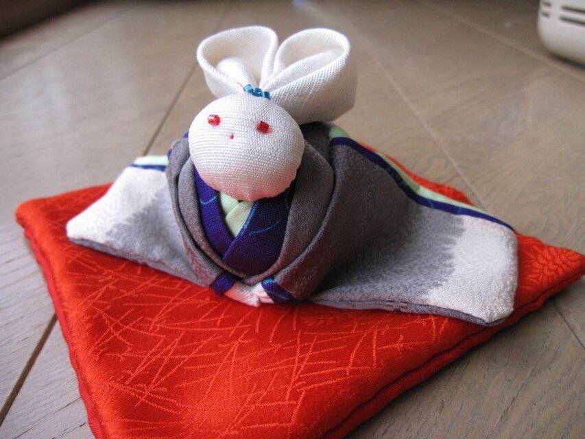 ビンテージ着物の挨拶　うさぎ