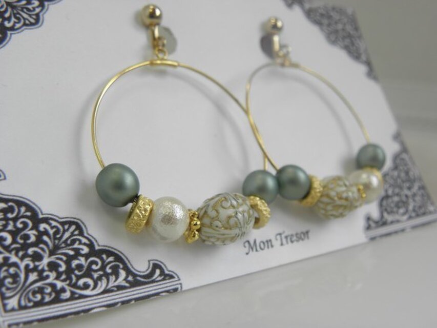 【　新作　】　春色ペールトーンイヤリング