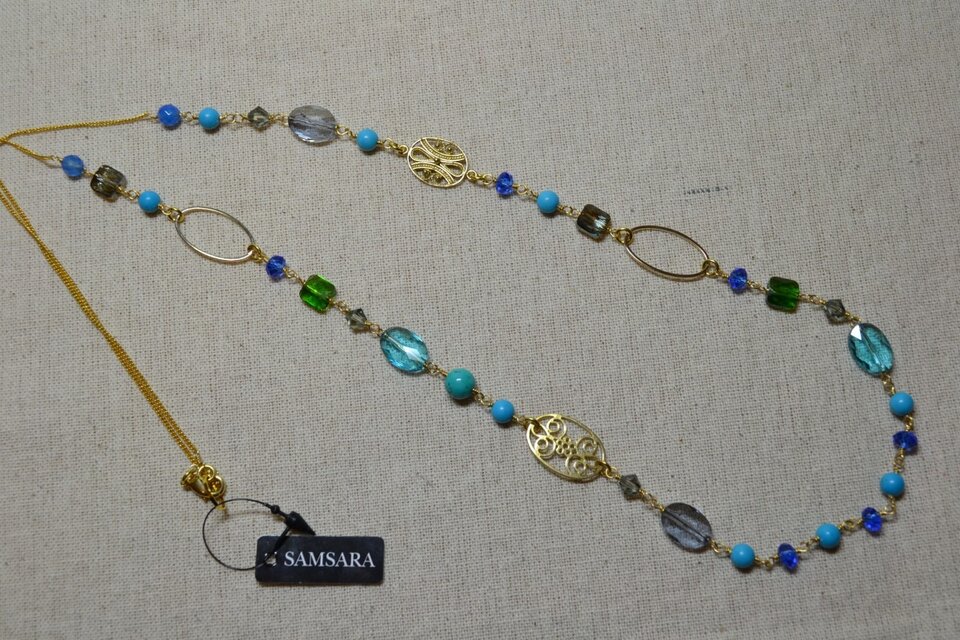 ターコイズとミックスパーツのネックレス
