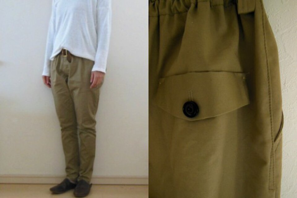 ダークベージュストレッチチノ　すらりパンツ