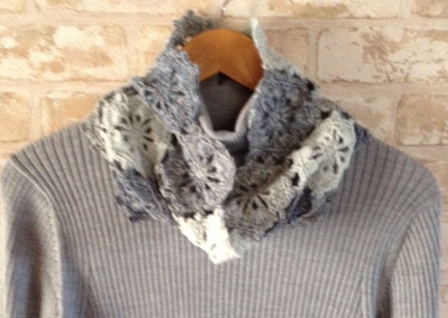 ハンドメイド✁︎✁︎ ネックウォーマーコットンツイード／グレー