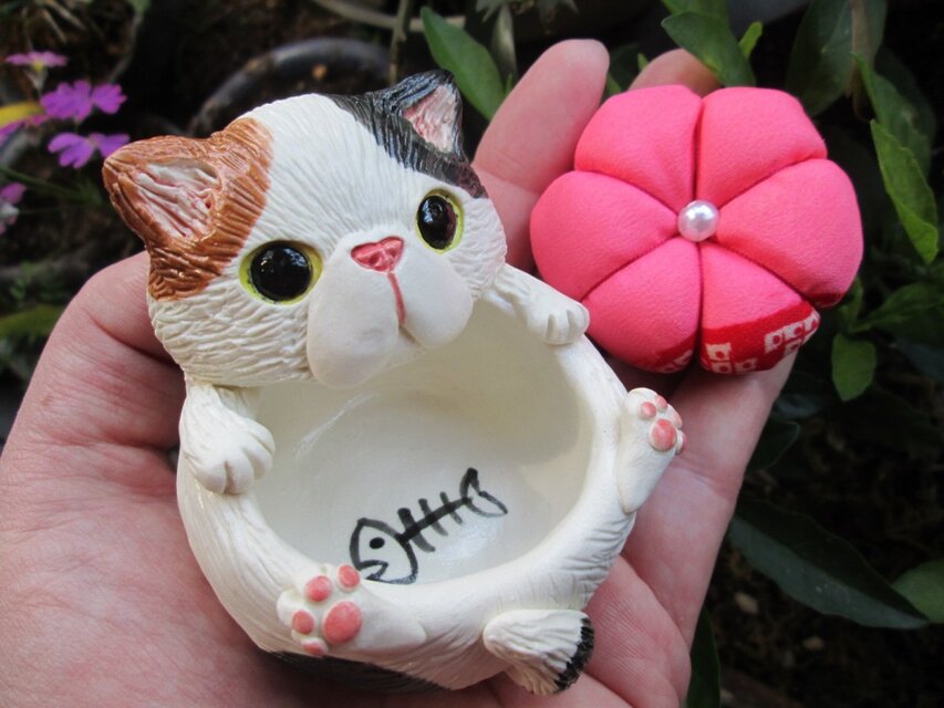 エキゾチックショートヘアのピンクッション（小物入れ）