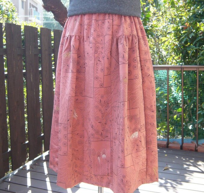 着物リメイク春待ちスカートかわいい花柄シビラ風