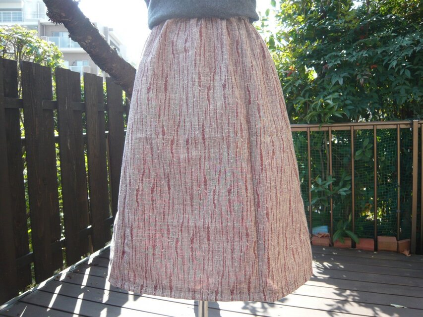 着物リメイク春待ちギャザースカート紬