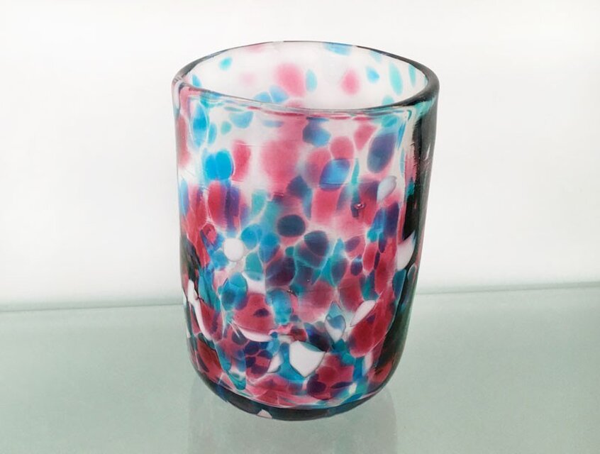 彩グラス（桃と水色）