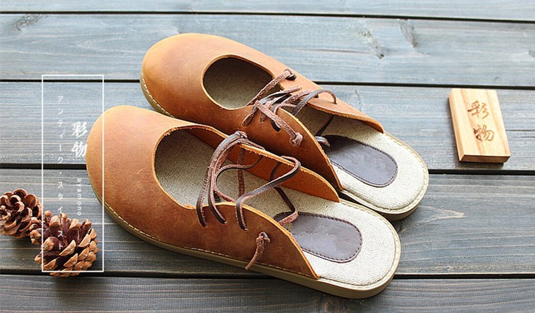 【受注製作】ぺたぺたの牛革縫製サンダル キャメルカラー K201503