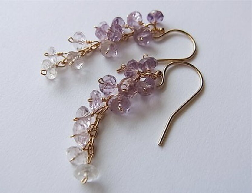 14kgf アメジストのグラデーションピアス