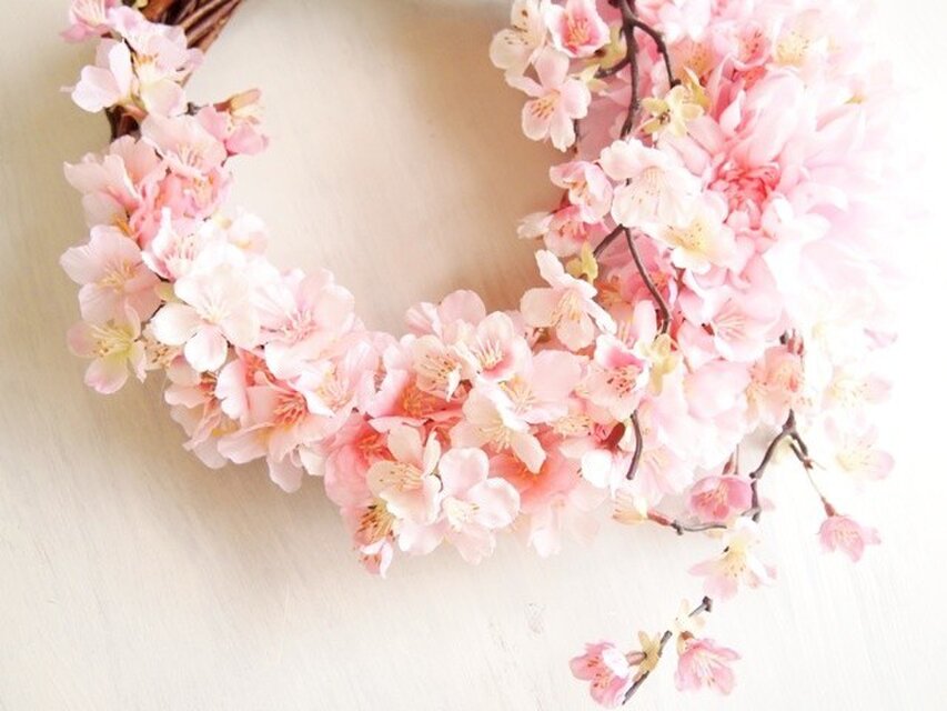 憧れの桜色満開♪桜の花のリース | iichi 日々の暮らしを