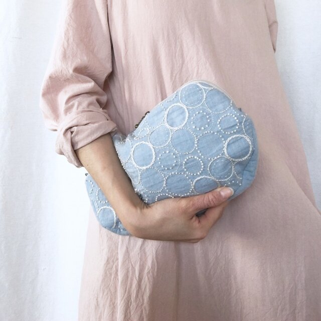 クラッチバッグ[花蕾]空色