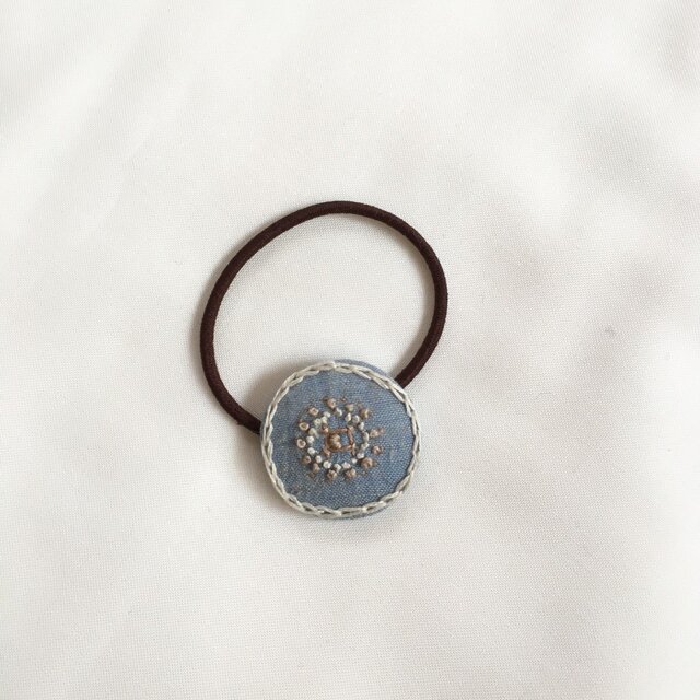 ヘアゴム/ブローチ[花蕾]空色B