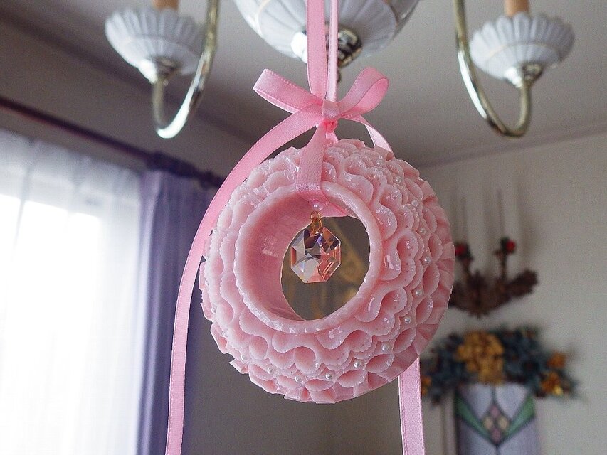 なみとリボンのリース。ソープカービング