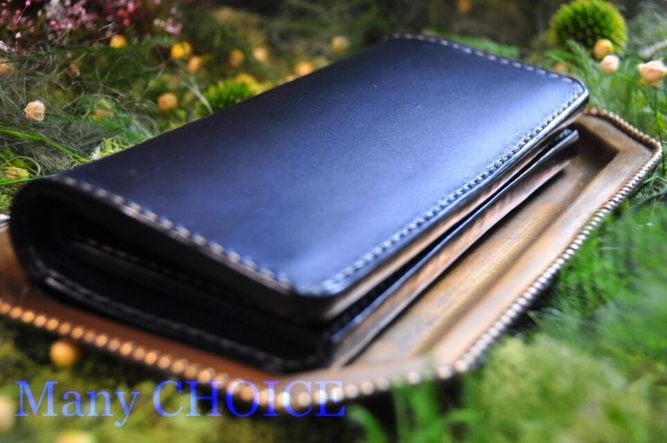 イタリアンレザー・帝王ブッテーロ・長財布(紺)