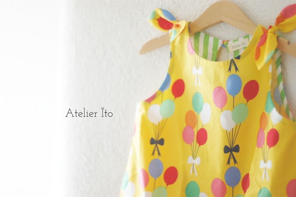 ”再販なし。現品一点のみ。即発送可”　サーカスみたいなバルーンワンピース（ブルー　90ｃｍ）
