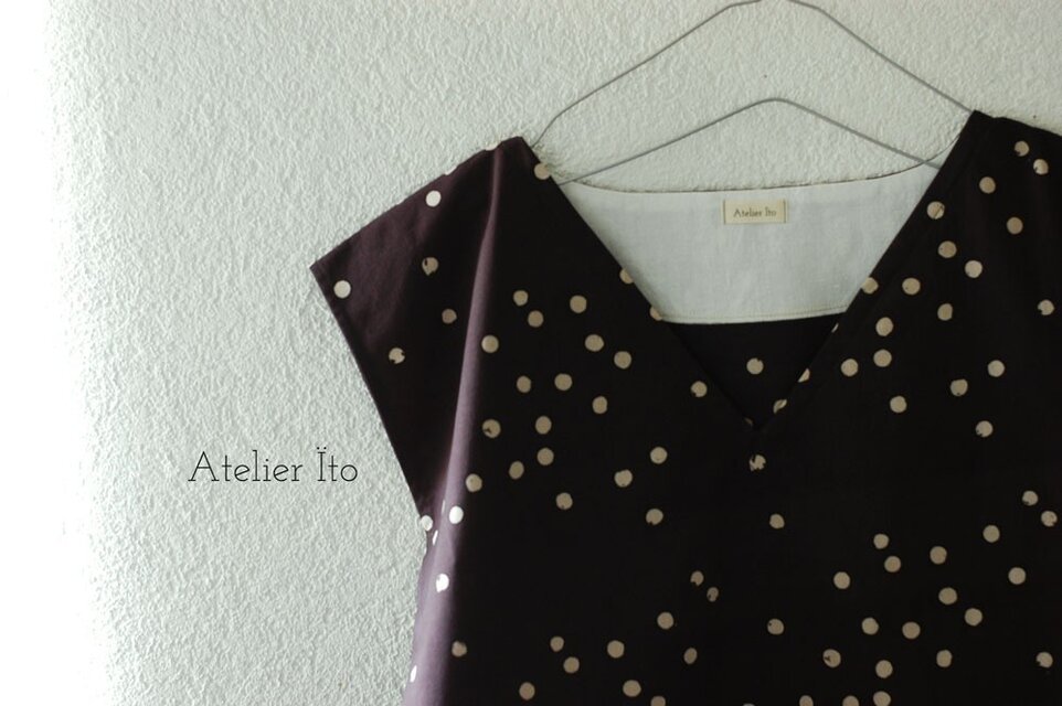 くりんさまオーダー　手書き風ドット×ボーダー　ブラウス