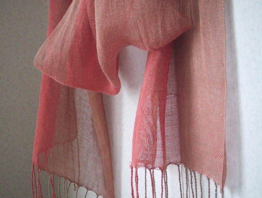 手織りリネンシルクストール・・ワンストライプ（マラケシュ）