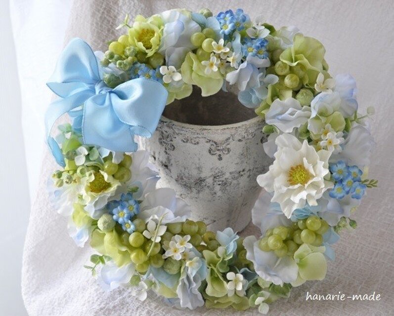 green＆blue wreath　わすれな草をそえて
