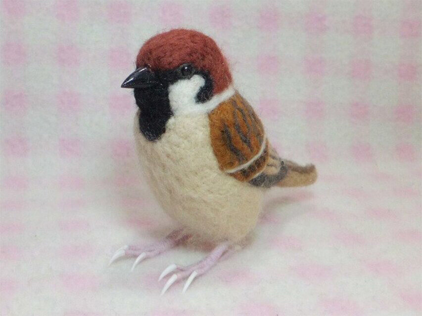 野鳥＊羊毛フェルト スズメ 羊毛フェルト 森羊のクーシャ(cuusha
