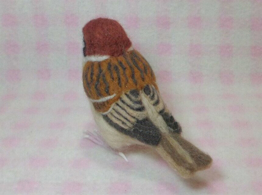 リアルサイズ♪ スズメ 雀 羊毛フェルト 野鳥 受注作成 羊毛